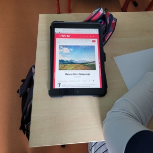pokaż obrazek - Uczennica wykonuje pracę plastyczną